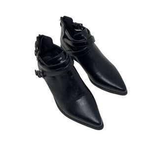 Pink Martini Womens Crisscross Buckle Strap Back Zip Ankle Booties Black Size 37
